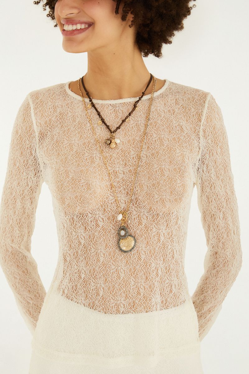 Blusa Manga Longa Rendinha