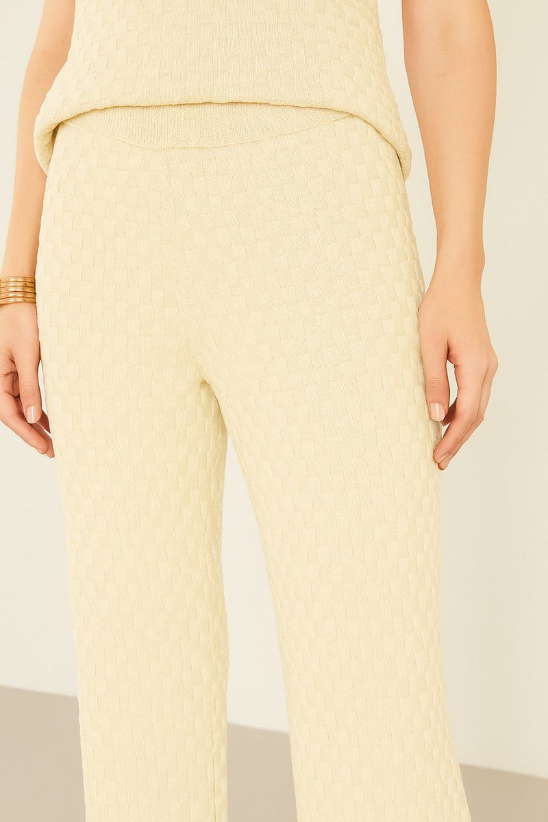 Calça Tricot Quadradinhos - Off White
