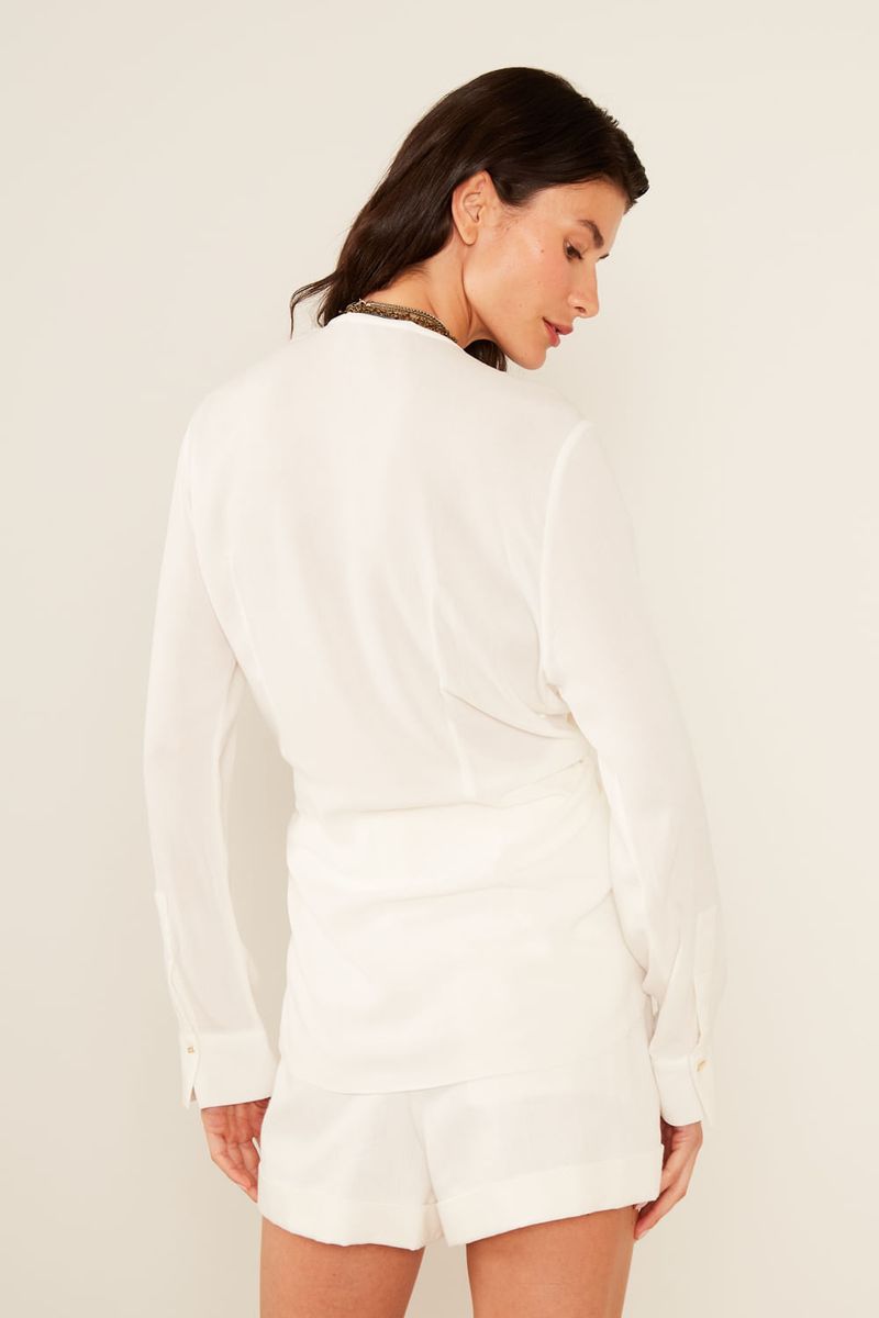 Short Sarja Pregas Cinto - Off White