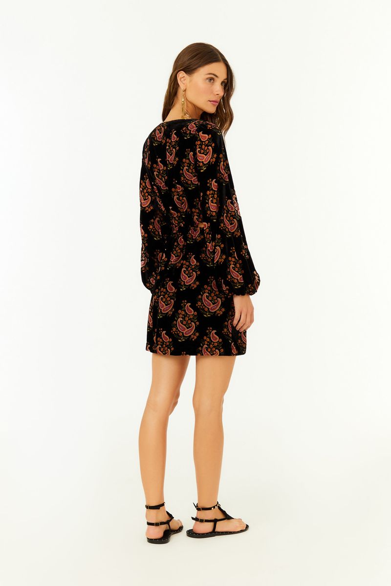 Vestido Curto Veludo Devore