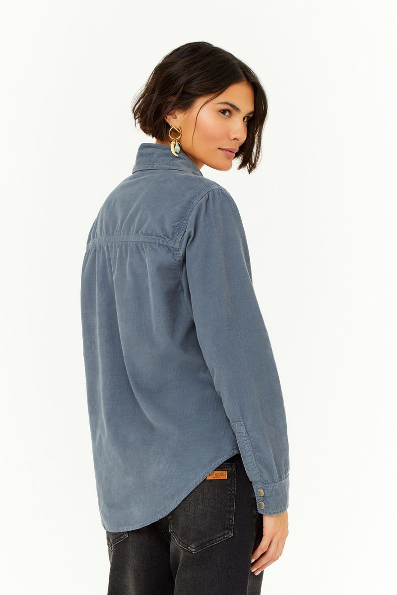 Camisa Veludo Cotele Com Bolsos