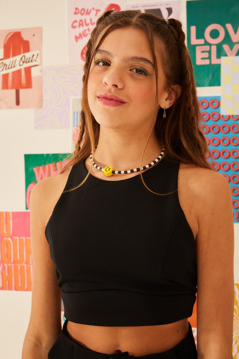 Cropped Malha Alfaiataria - Preto