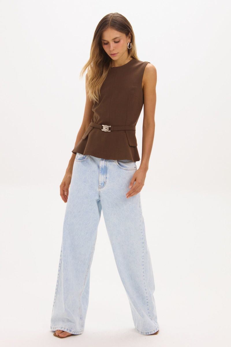 BLUSA FLORA MARROM IMPERIAL