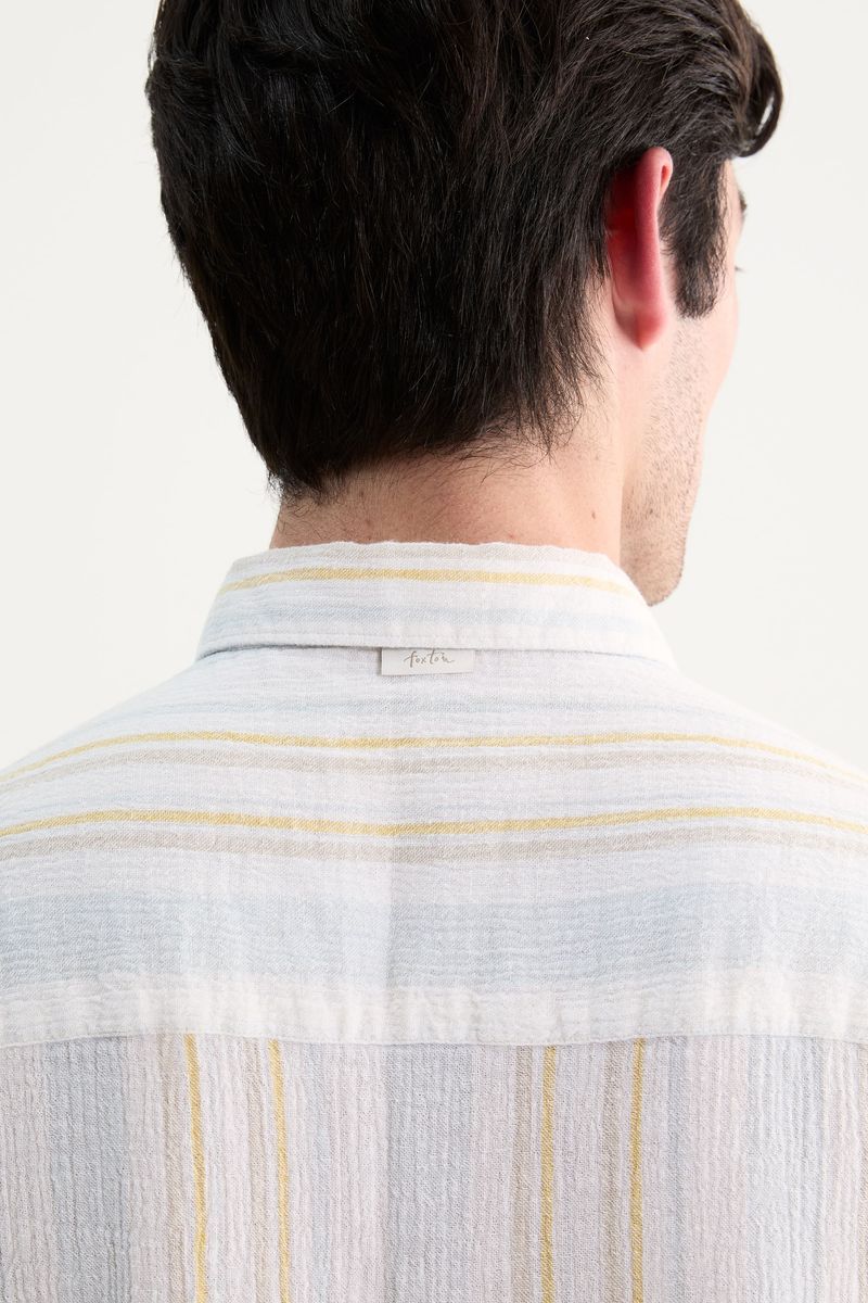 Camisa Manga Curta Linho Stripe New