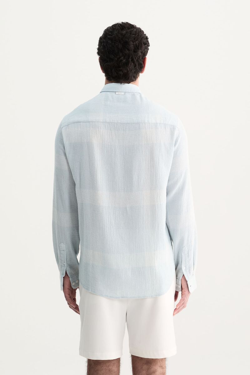 Camisa Manga Longa Linho Grid