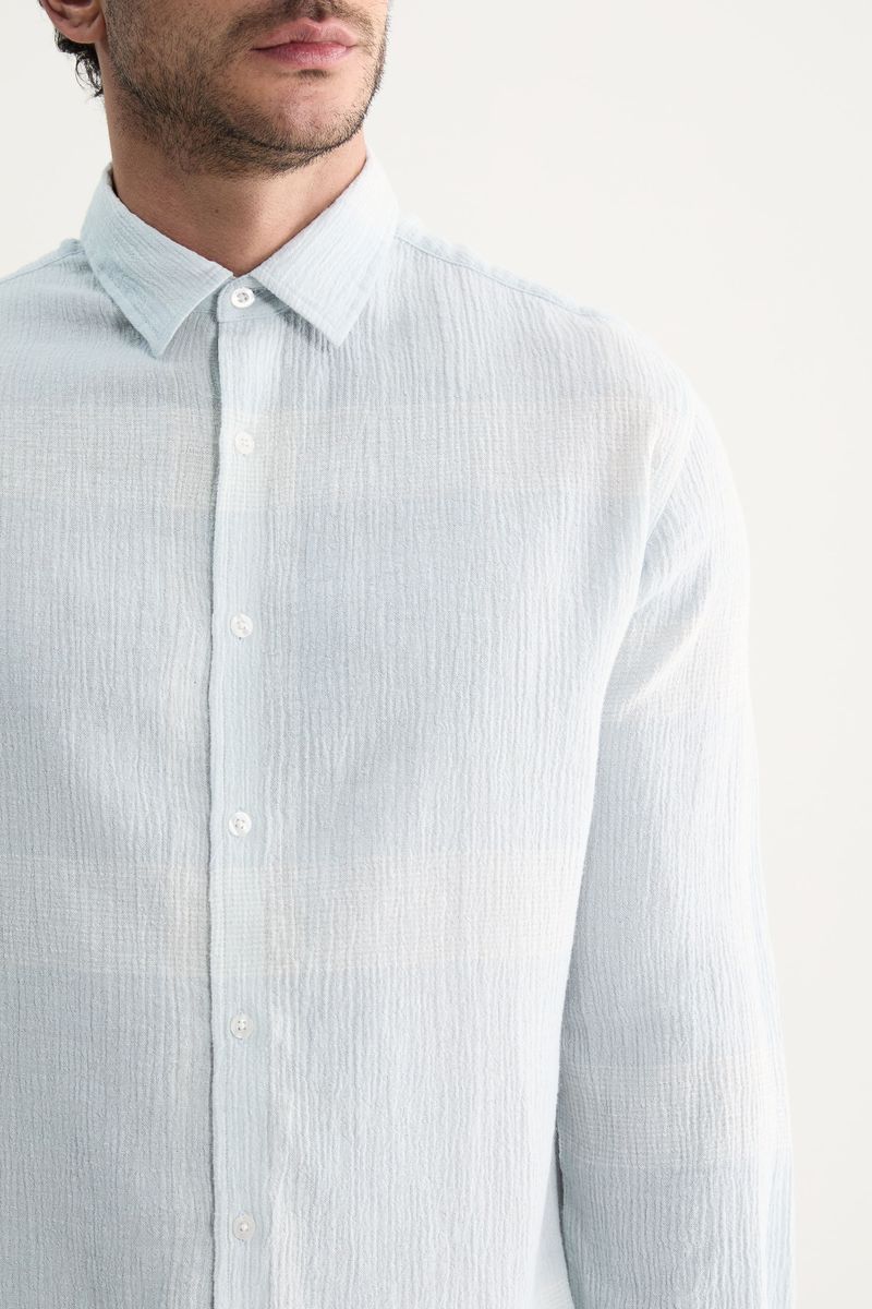 Camisa Manga Longa Linho Grid