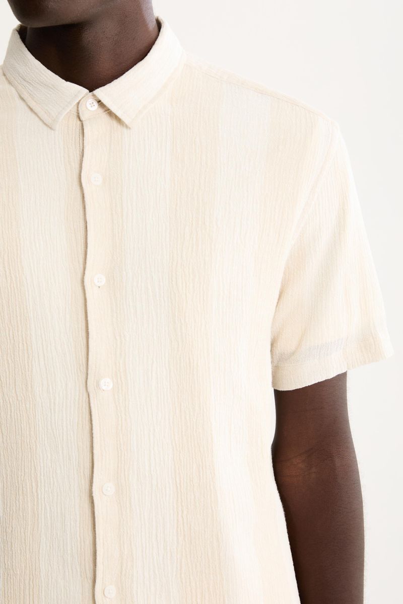 Camisa Manga Curta Linho Stripes