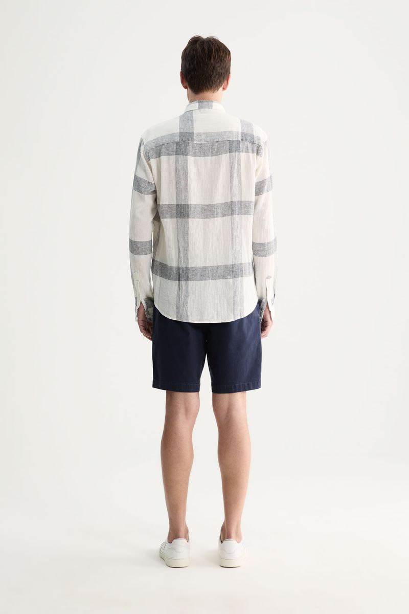 Camisa Manga Longa Linho Grid