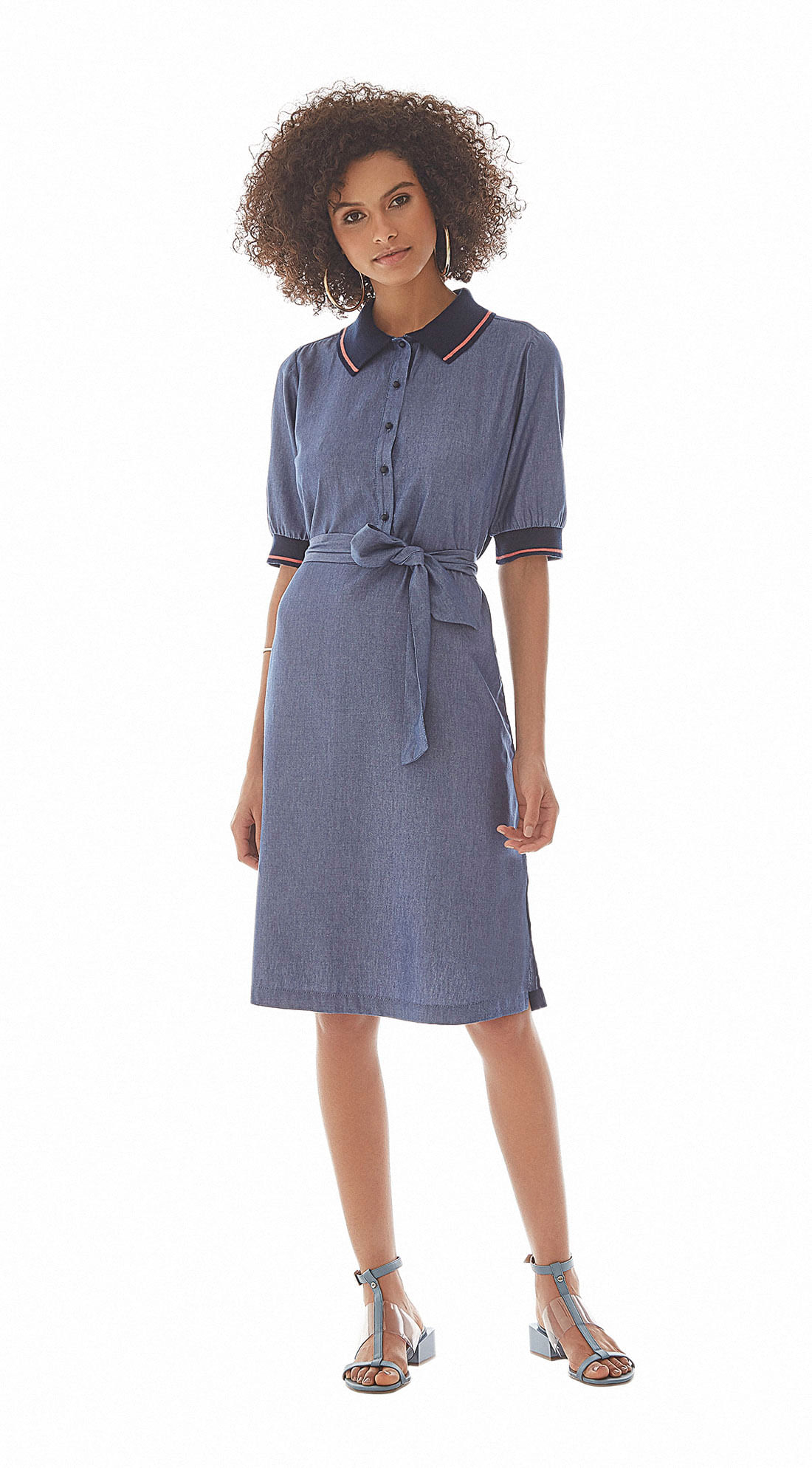 vestido gola polo midi