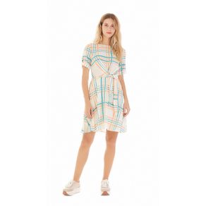 Vestido Curto Decote Redondo Saia Evase Bege Menor preço em Vestido Curto Decote Redondo Saia Evase Bege