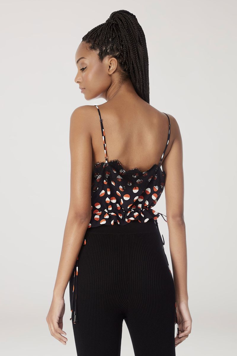 Top Cropped Renda Estampado Básico