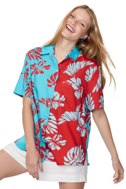 camisa tropical feminina