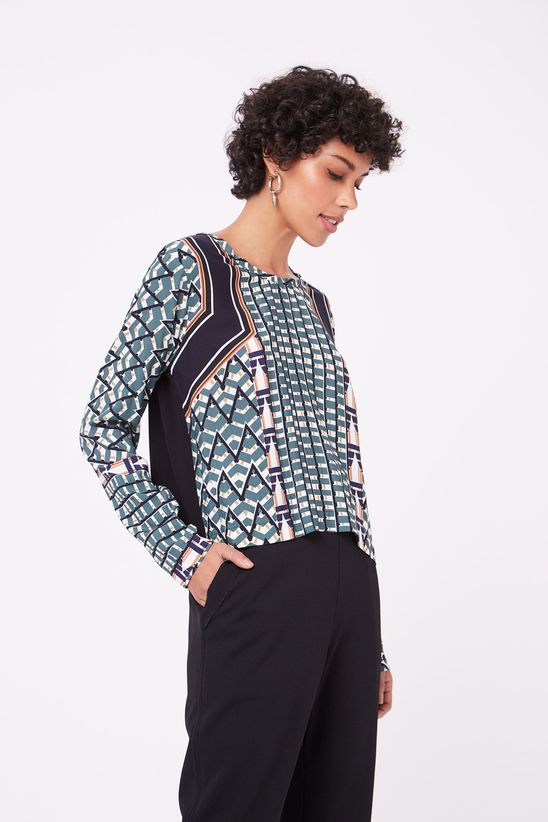 Blusa Cropped Manga Longa Etnico Off Premium Mobile