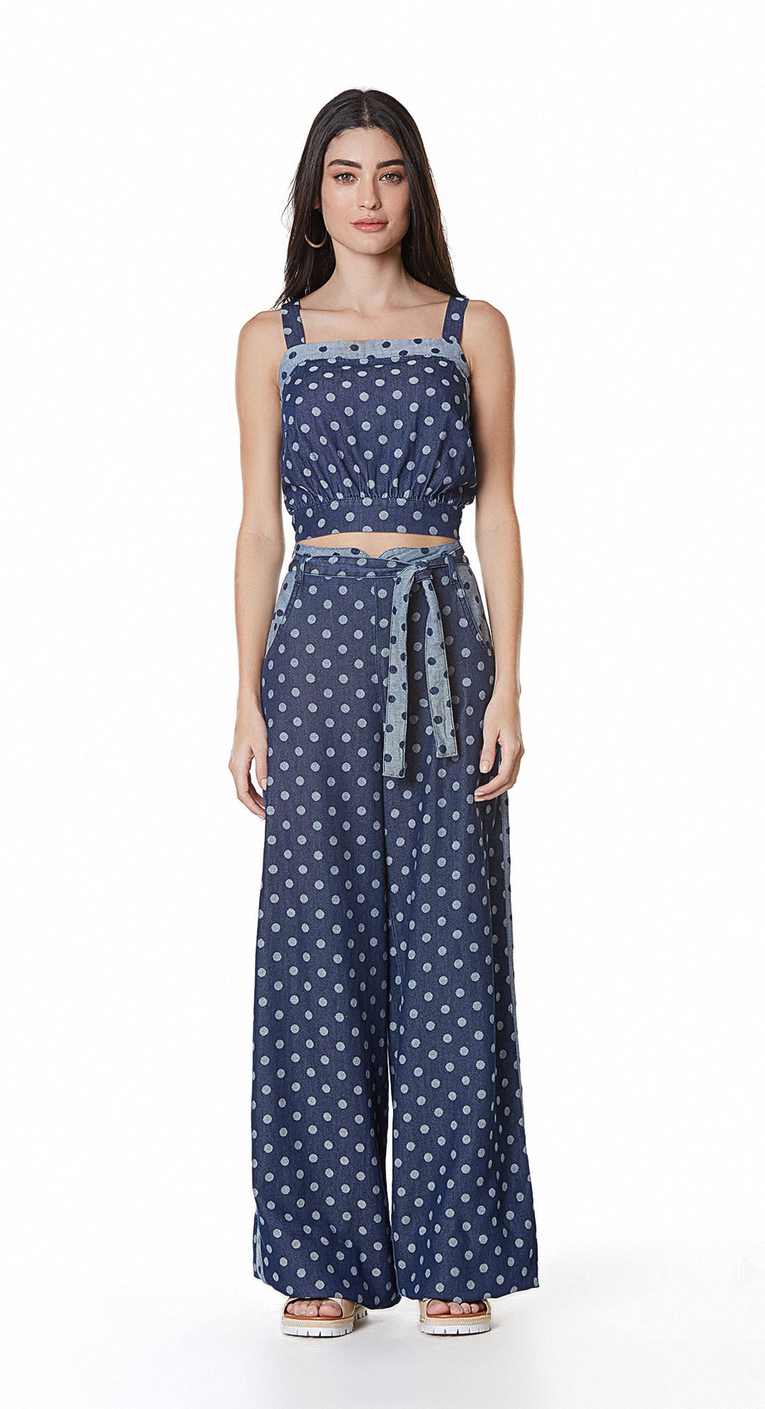 calça pantalona cos alto