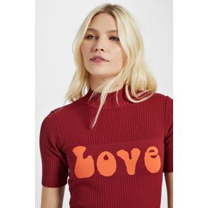 Blusa Tricot Pull Cropped Love Menor preço em Blusa Tricot Pull Cropped Love