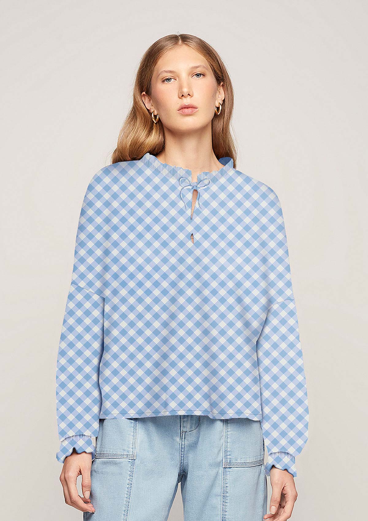 blusa vichy azul