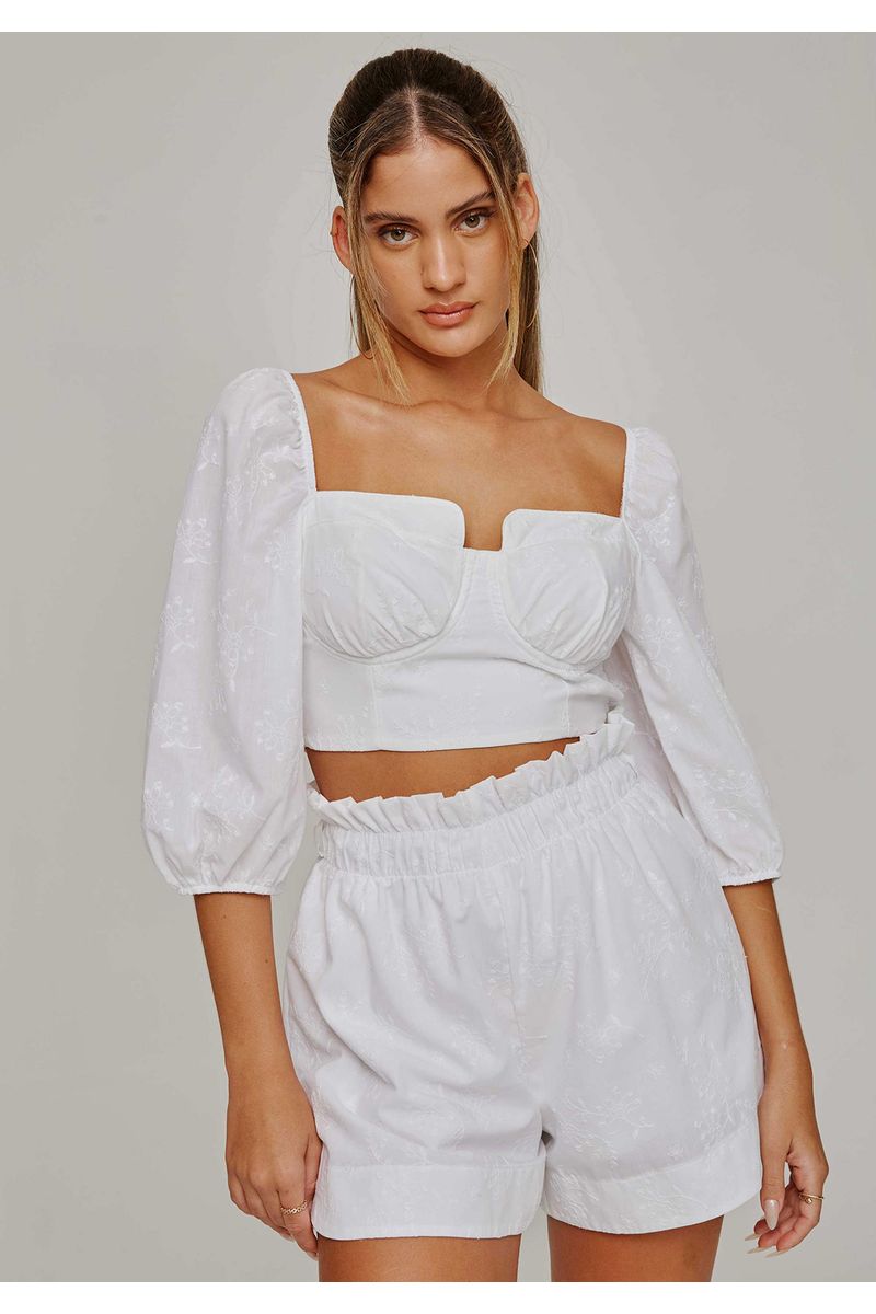 Blusa Corset Manga Bufante