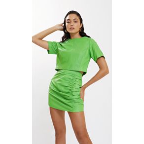 Saia Iódice Curta Reta Com Drapeado Verde 36