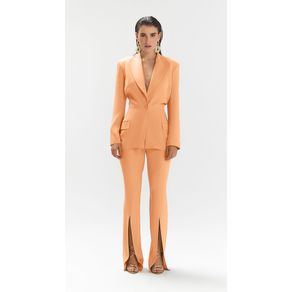 Calça Iódice Reta Cós Alto Abertura Frente Laranja 38