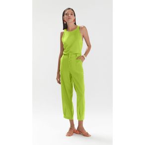 Calça Iódice Cenoura Cós Alto Botão Vista Verde 36
