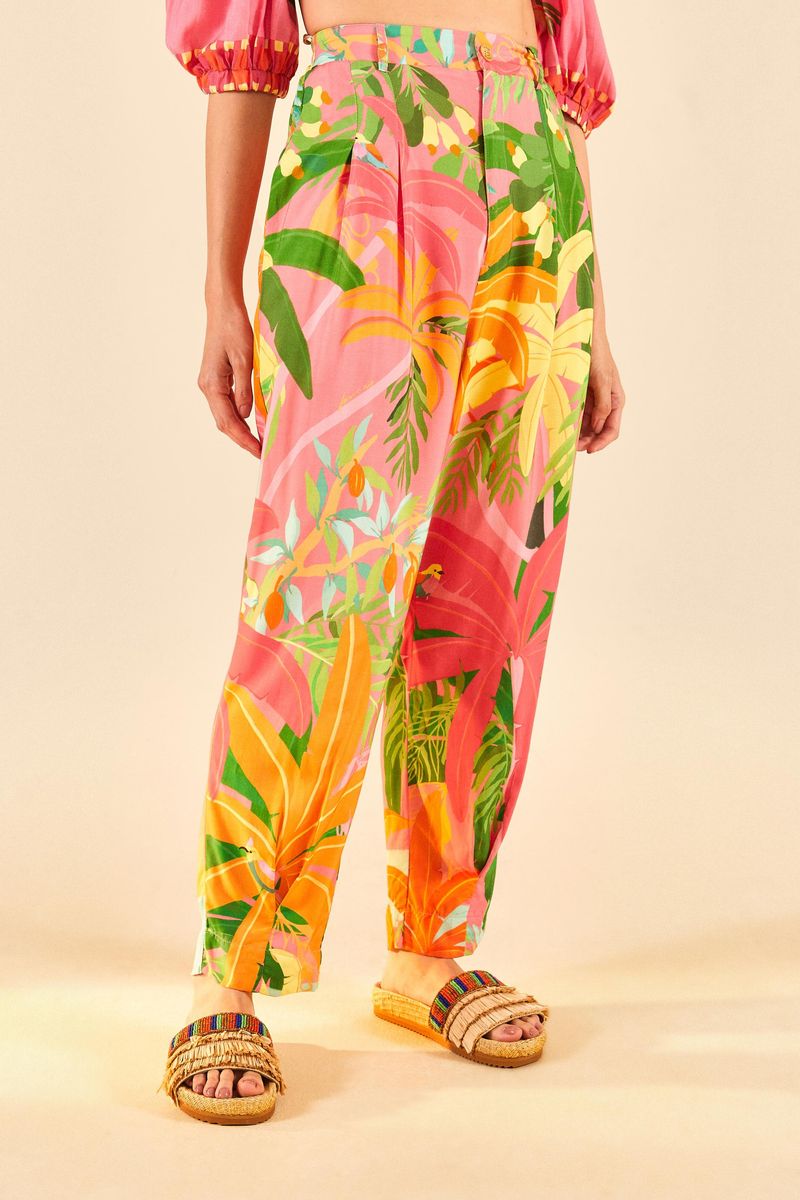 Calça Cropped Estampada Maré Tropical