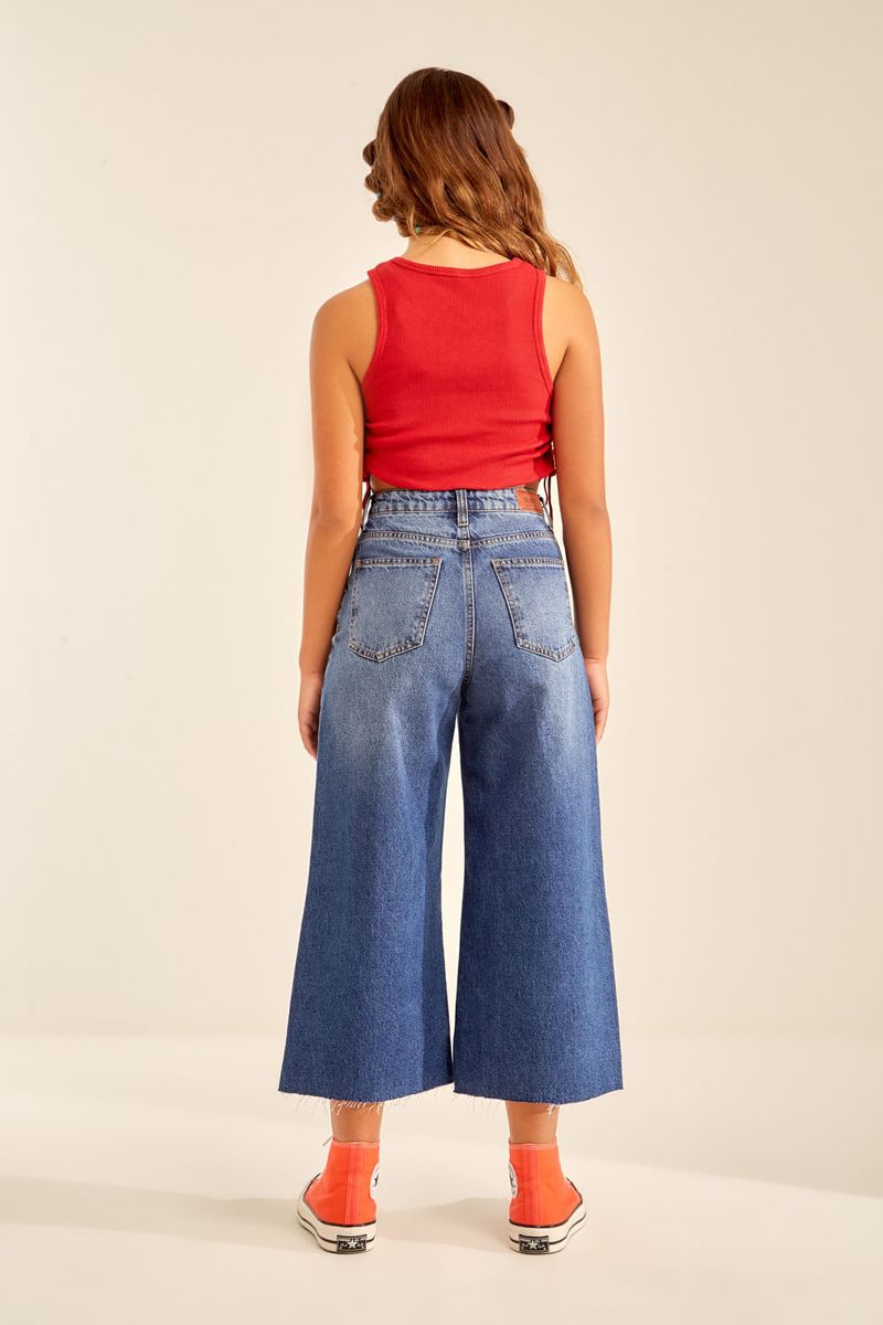 Calça Jeans Pantacourt Lavagem