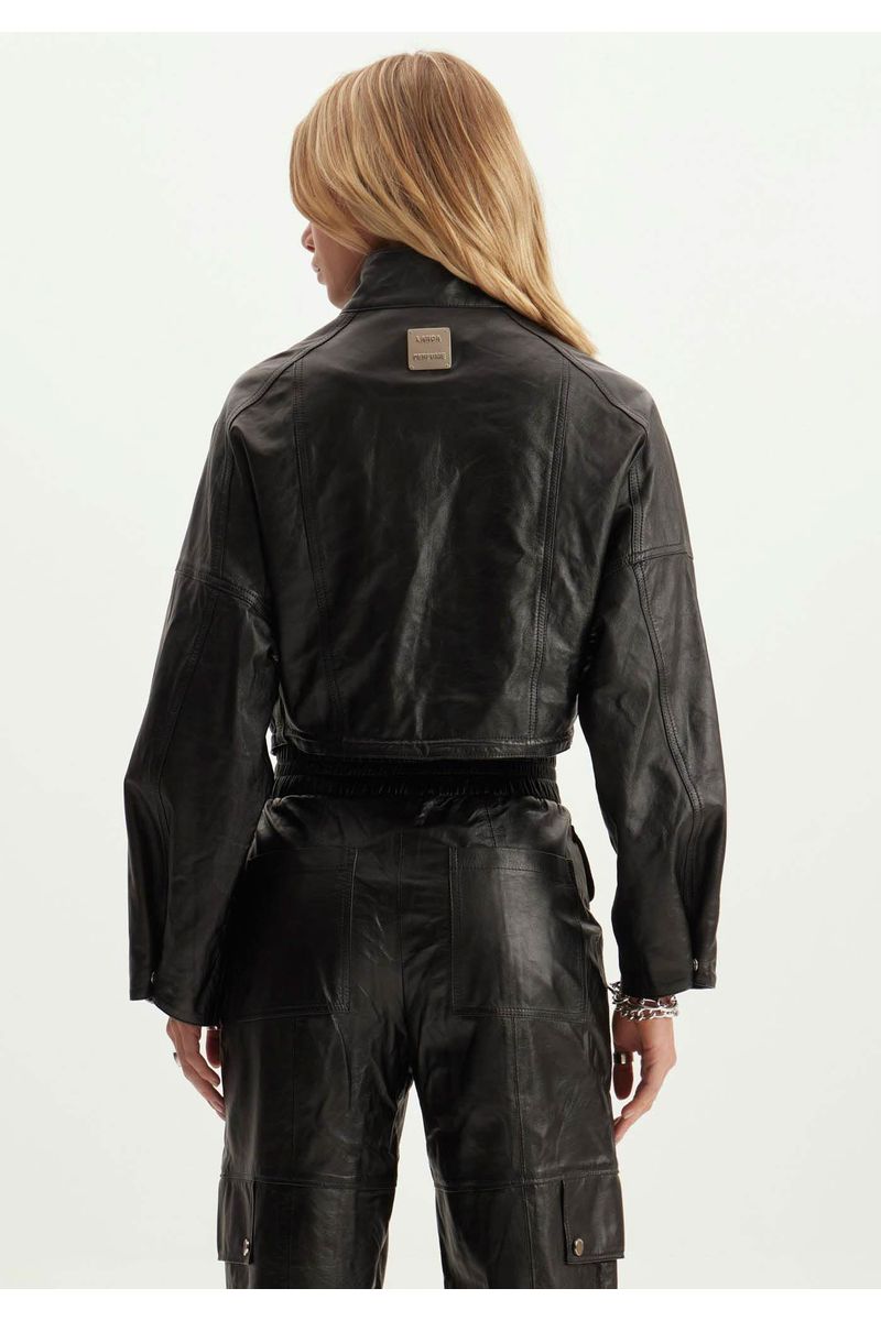 Jaqueta De Couro Cropped