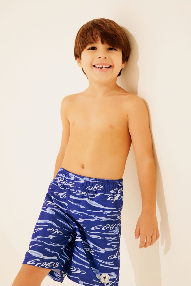 Short Infantil Curto Cós de Elástico Logomania Mar