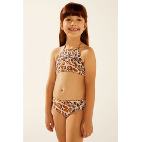 Biquíni Infantil Alcinha Frente Única Bandana MARROM/BROWN P/S