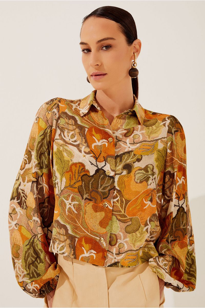 Camisa Manga Longa Cropped Caju