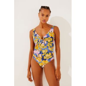 Maiô Alça Frente Franzida Jardim De Orquídeas