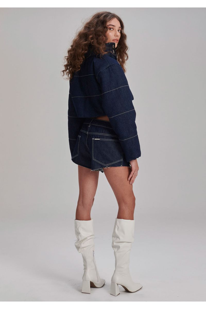 Jaqueta Jeans Puffer Cropped