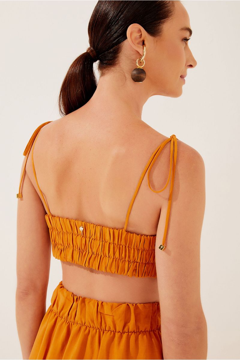 Top Cropped Amarração Caju Bordado