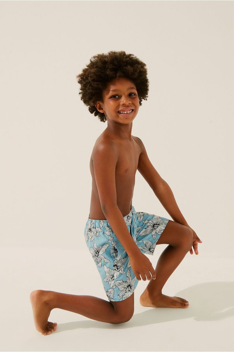 Short Infantil Praia Orquídea Poá Outline
