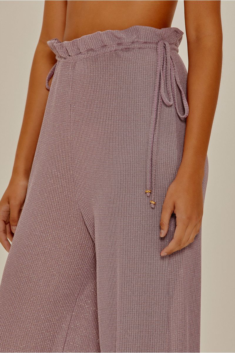 Calça Pantalona Flor de Sálvia Canelado