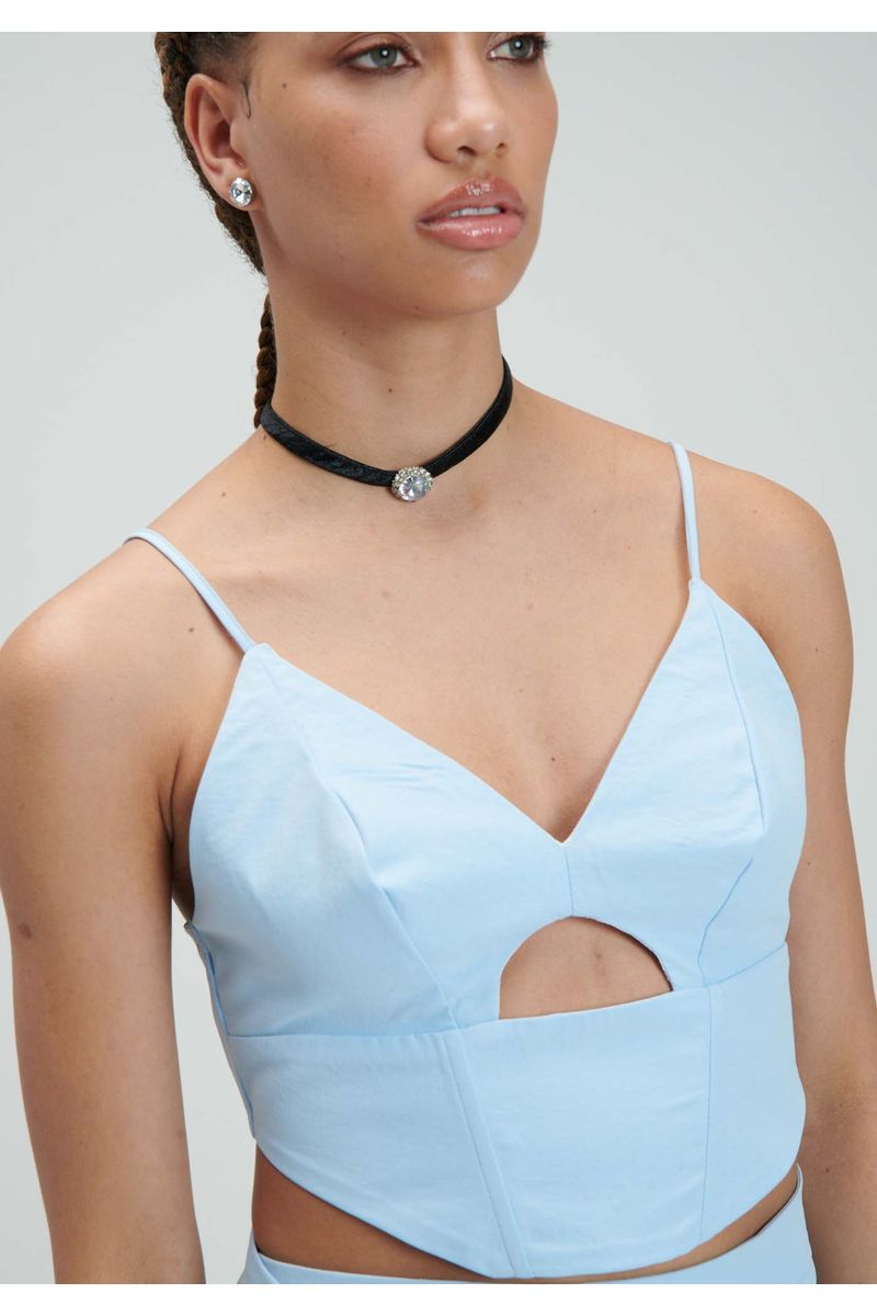Blusa Cropped Manga Bufante