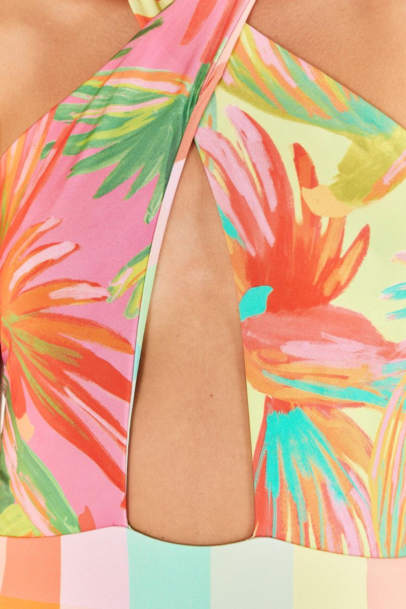 Maiô Patch Estampado Pássaros Pintados