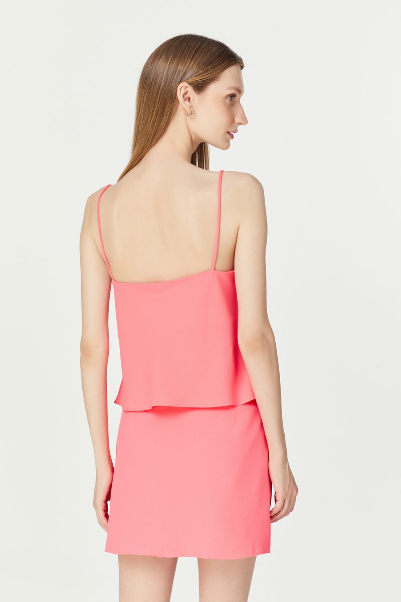 Top De Crepe Rosa Neon