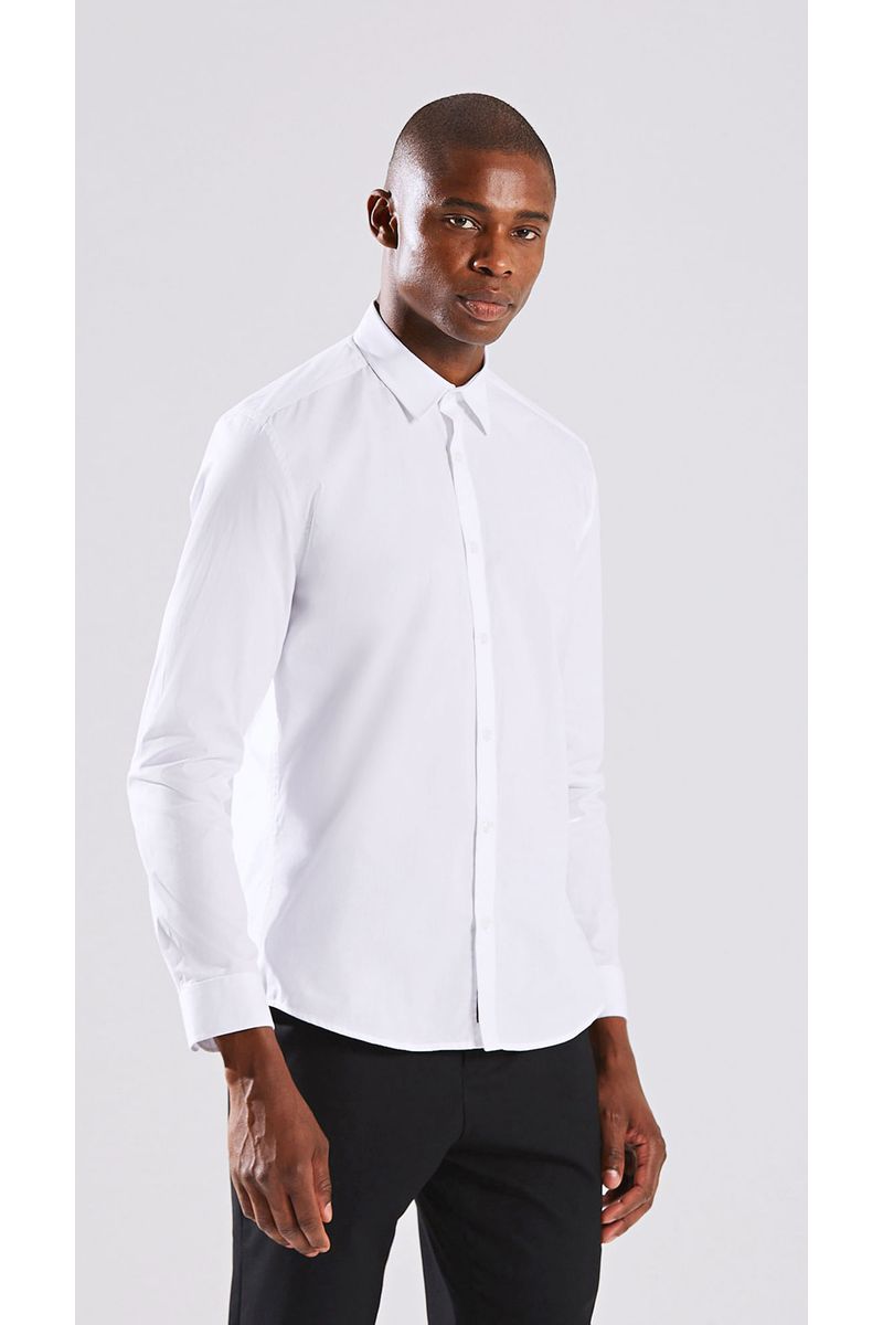 Camisa Manga Longa Com Pregas Branco