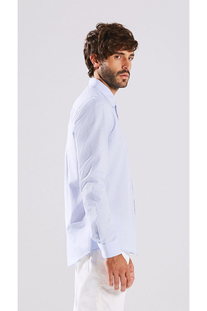 Camisa Manga Longa Com Pregas Azul