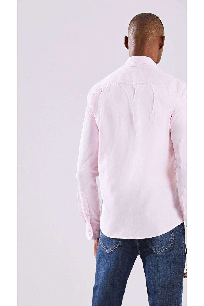 Camisa Manga Longa Com Pregas Rosa Claro