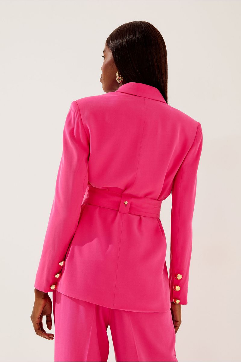 Blazer Regular Com Faixa Alfaiataria Folhagens