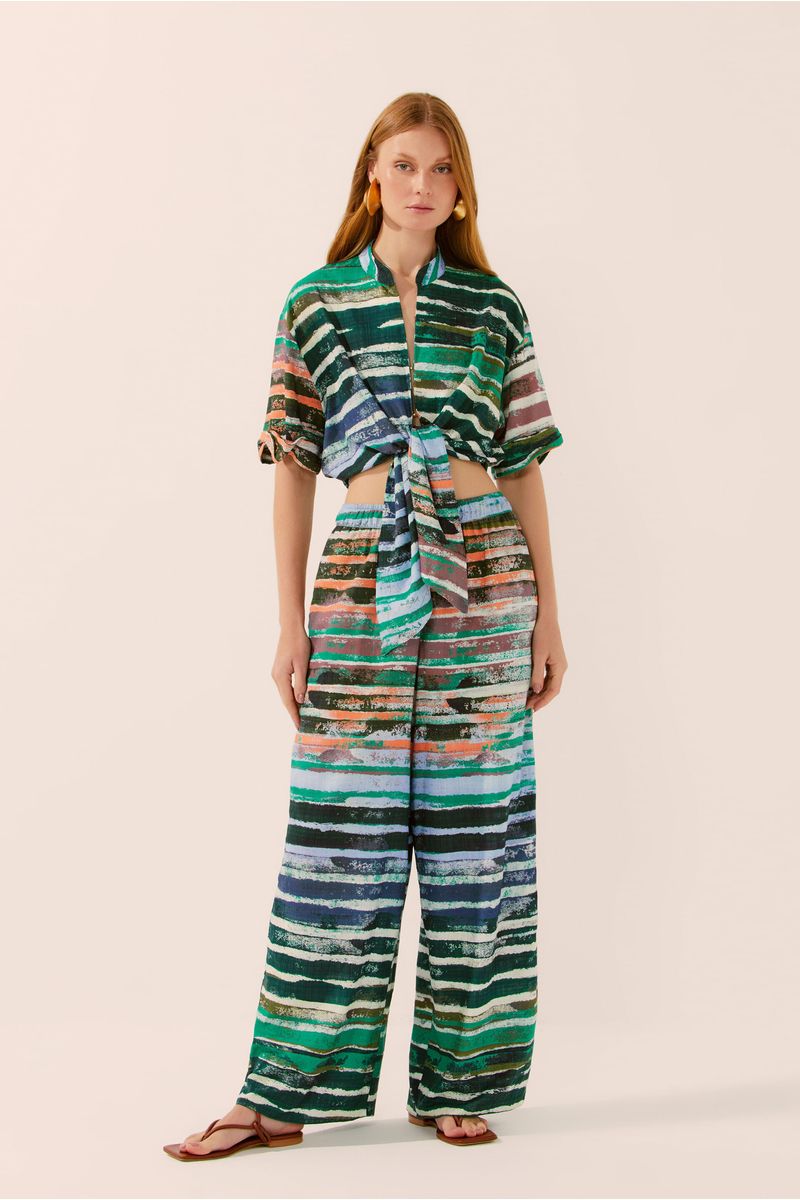 Blusa Cropped Listras Abstratas