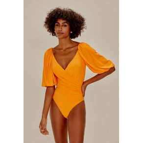Body Decote Manga Bufante Liso Aposta TANGERINA P/S