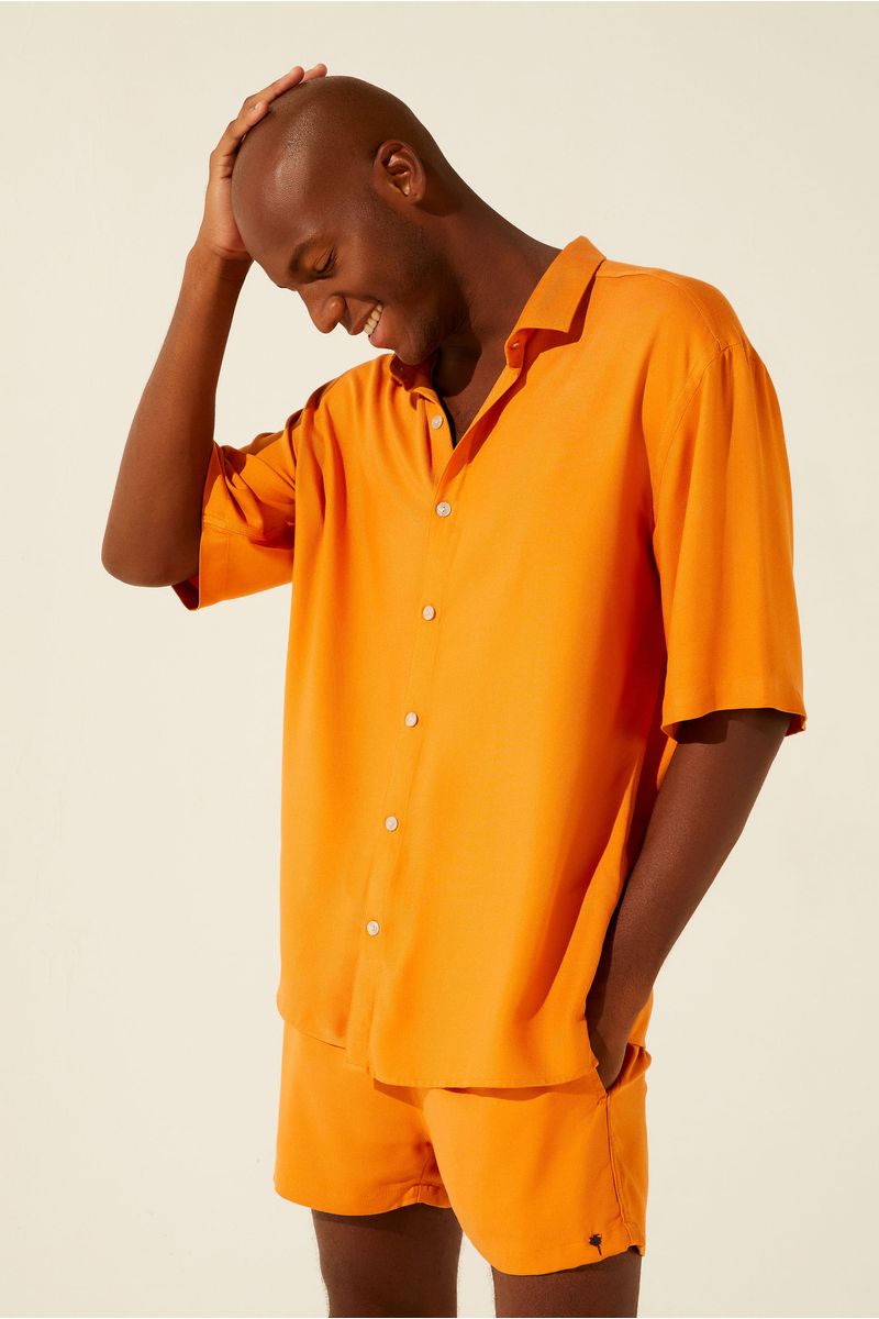Camisa Manga Curta Liso Twill