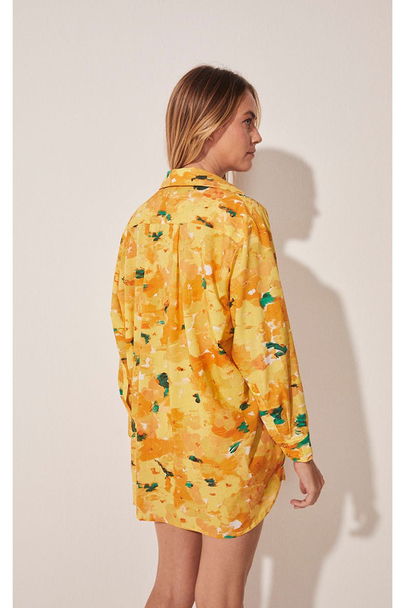 Camisa Manga Longa Floral Pincelado