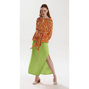 Saia Iódice Longa Reta Com Fenda Verde Claro 36