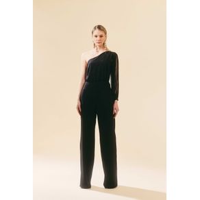 Macacão crepe franja preto 40