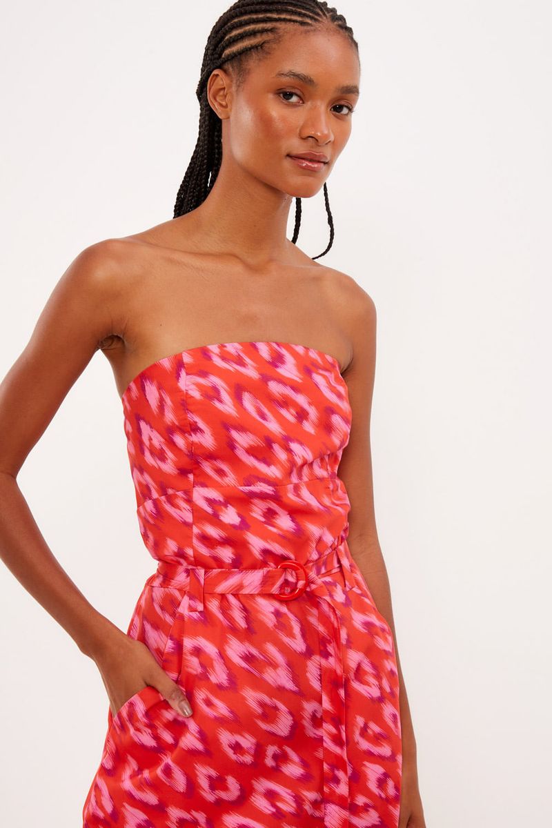 Vestido Tomara Que Caia Estampa Lince Midi