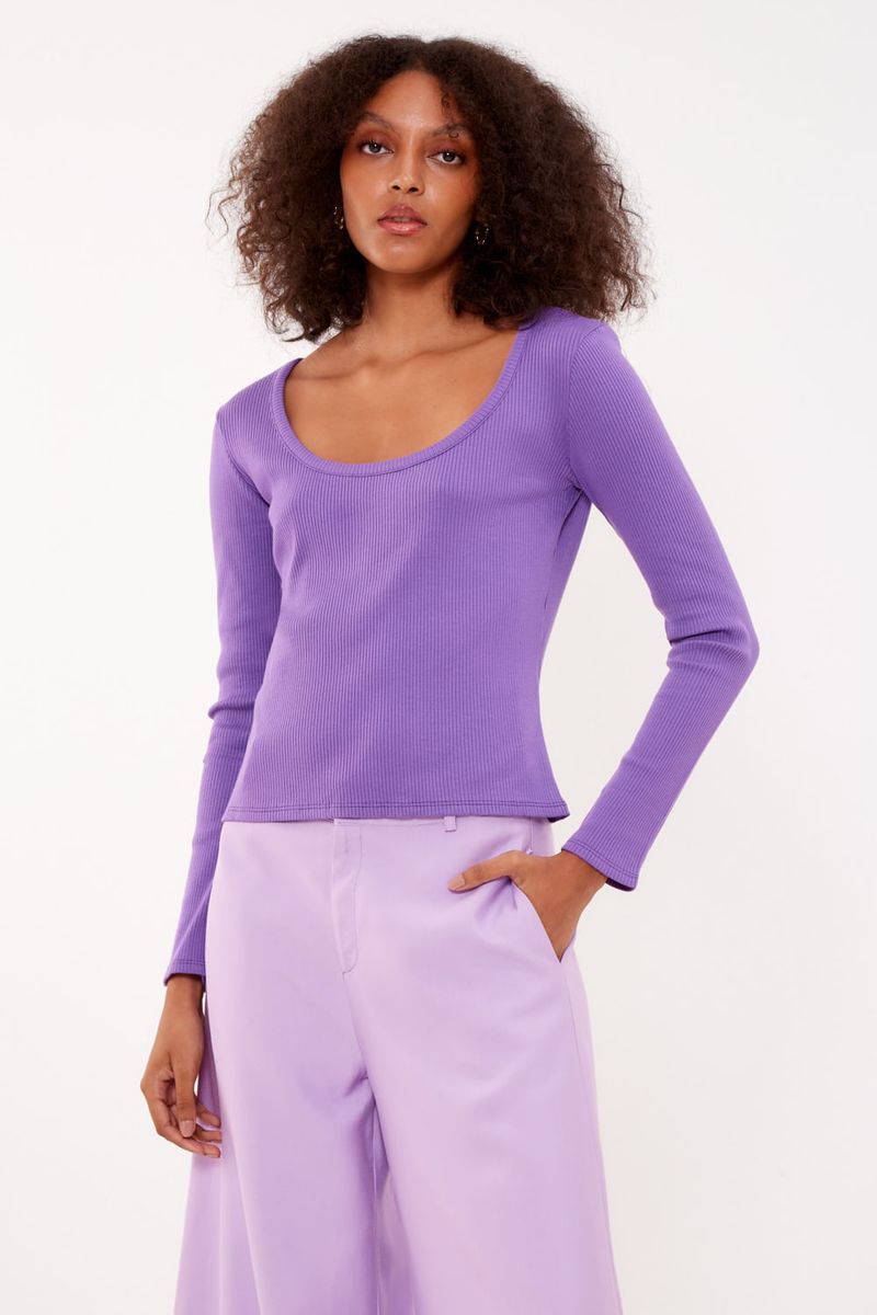 Blusa Malha Manga Decote